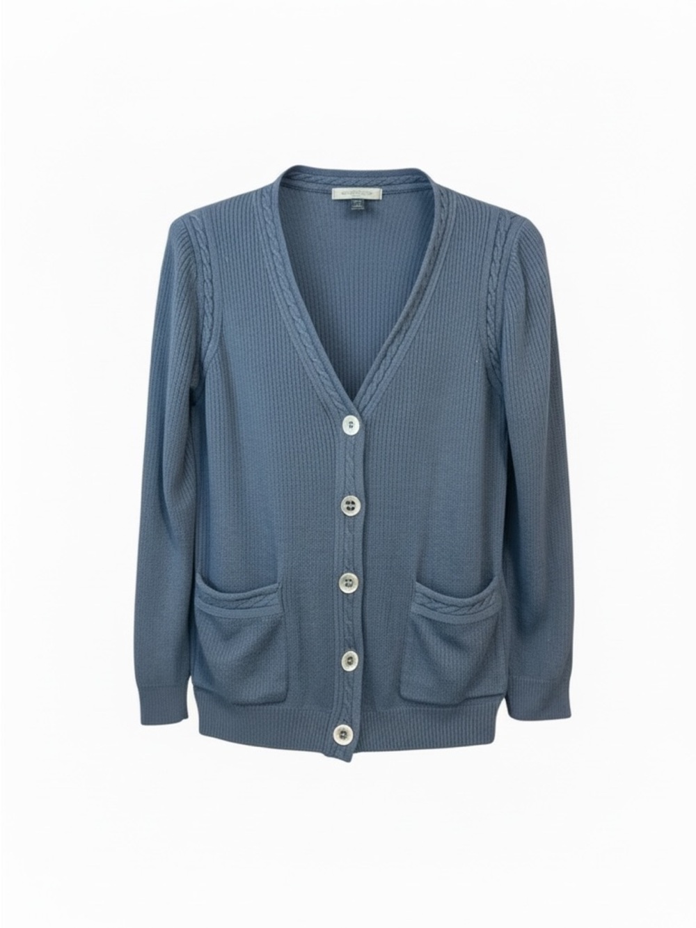 St. John Sport Black Button-Front V-Neck Cardigan with Patch Pockets